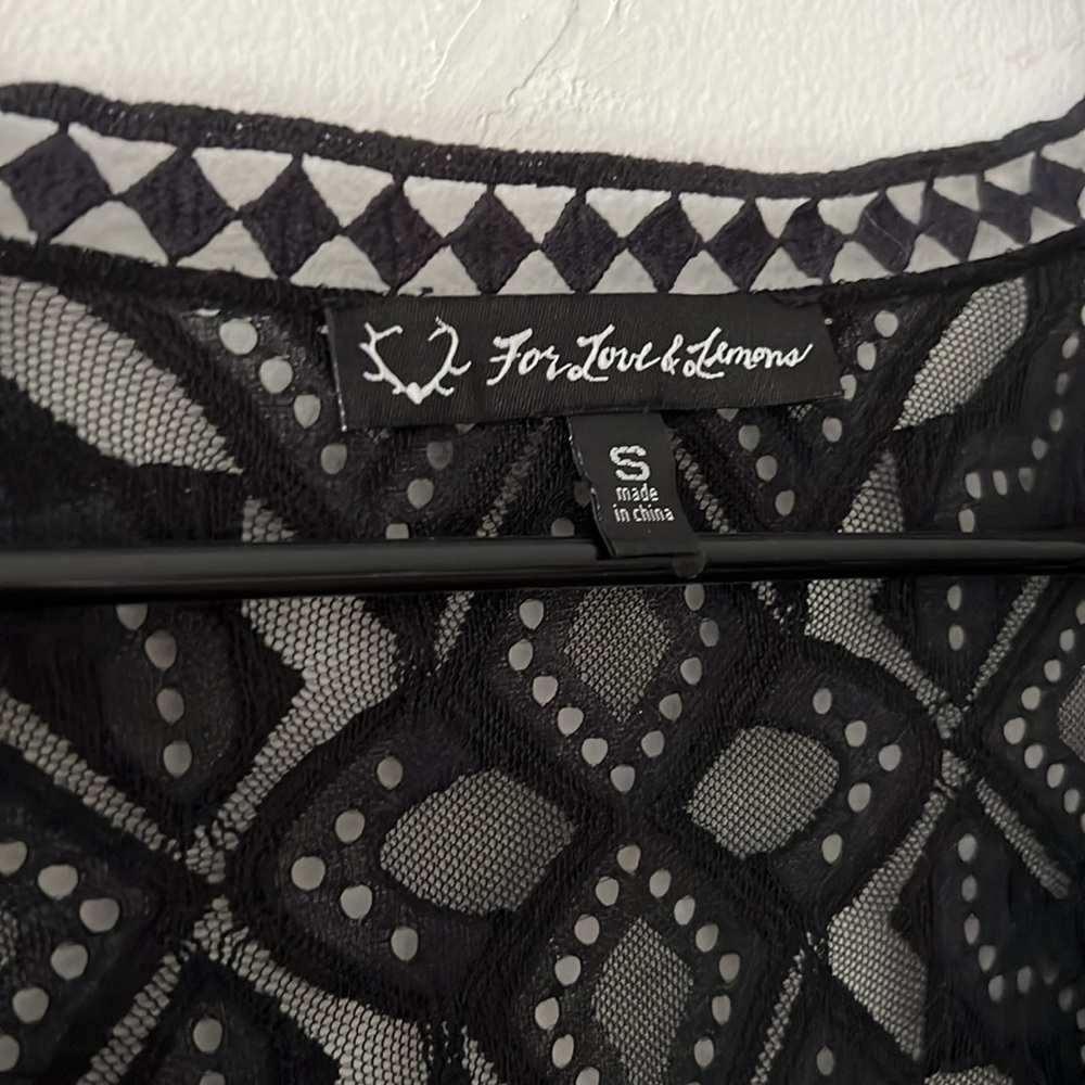 For Love & Lemons Florence Crop Top Black Lace - Picture 8 of 8